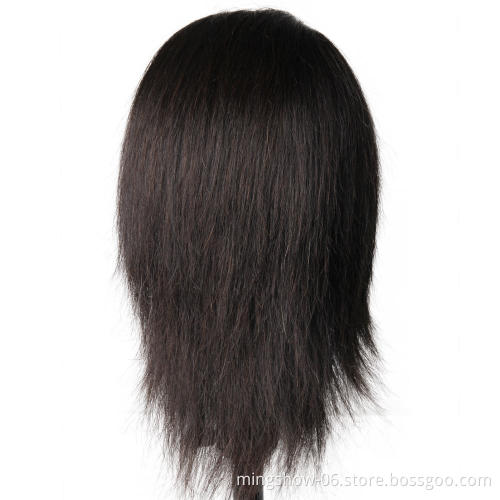 100% Human Hair Mannequin Head Real Human Hair Natural Black Color Practice Model Training Head For Hairdresser